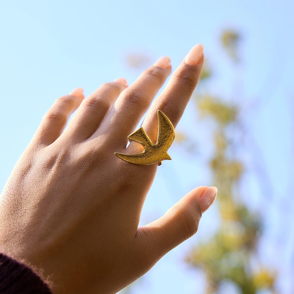 Bague Oiseau Design doré