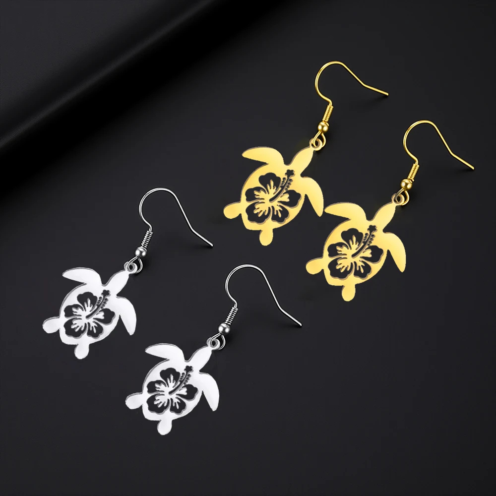 Boucles d'Oreilles Tortue Floral femme