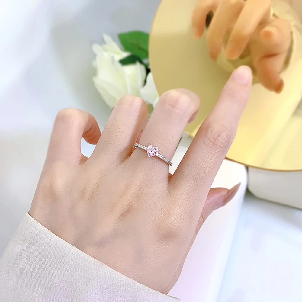 Bague solitaire Cœur Rose