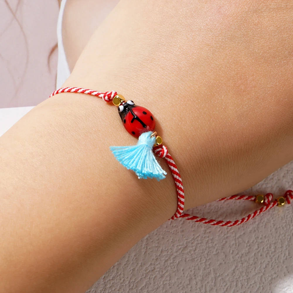 Bracelet Coccinelle Corde rouge