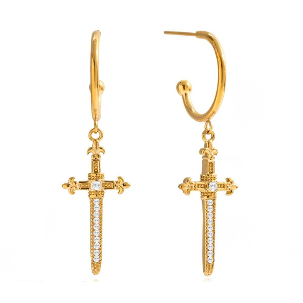 Boucles d'Oreilles Croix Strass Femme