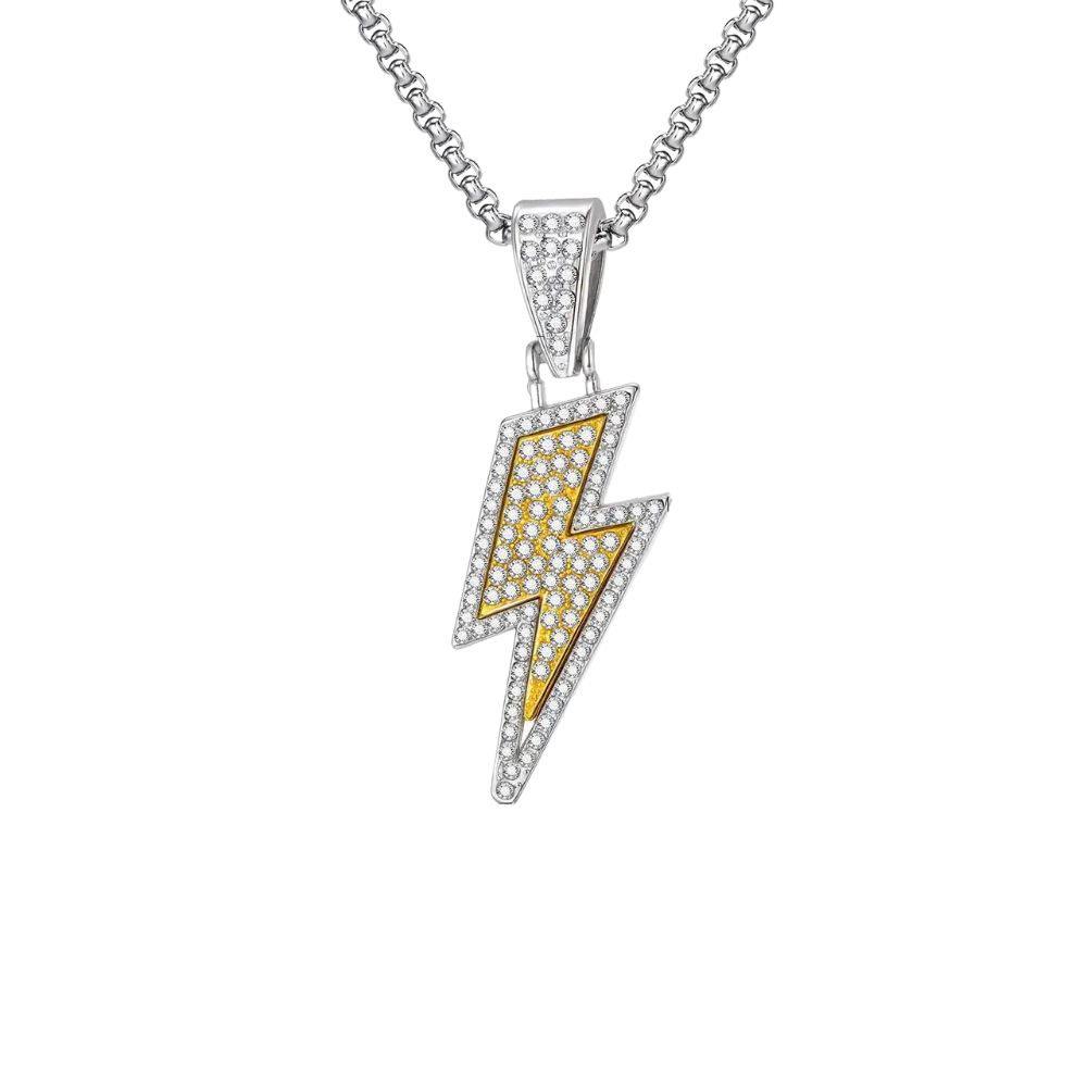 Collier Éclair Strass Homme