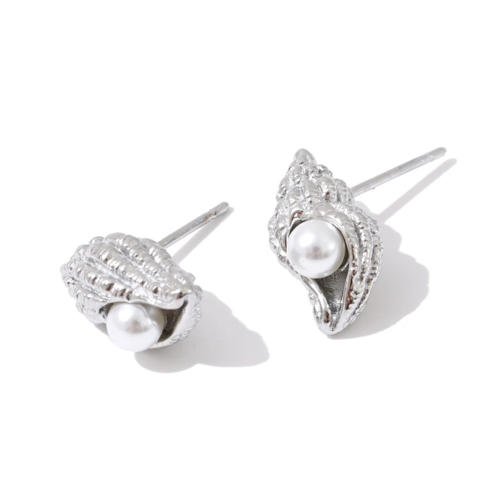Boucles d'Oreilles Coquillage Perle argent