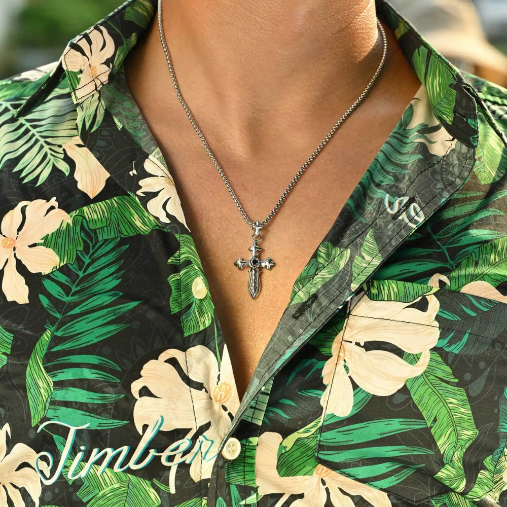 Collier Croix Médiévale Homme chaine