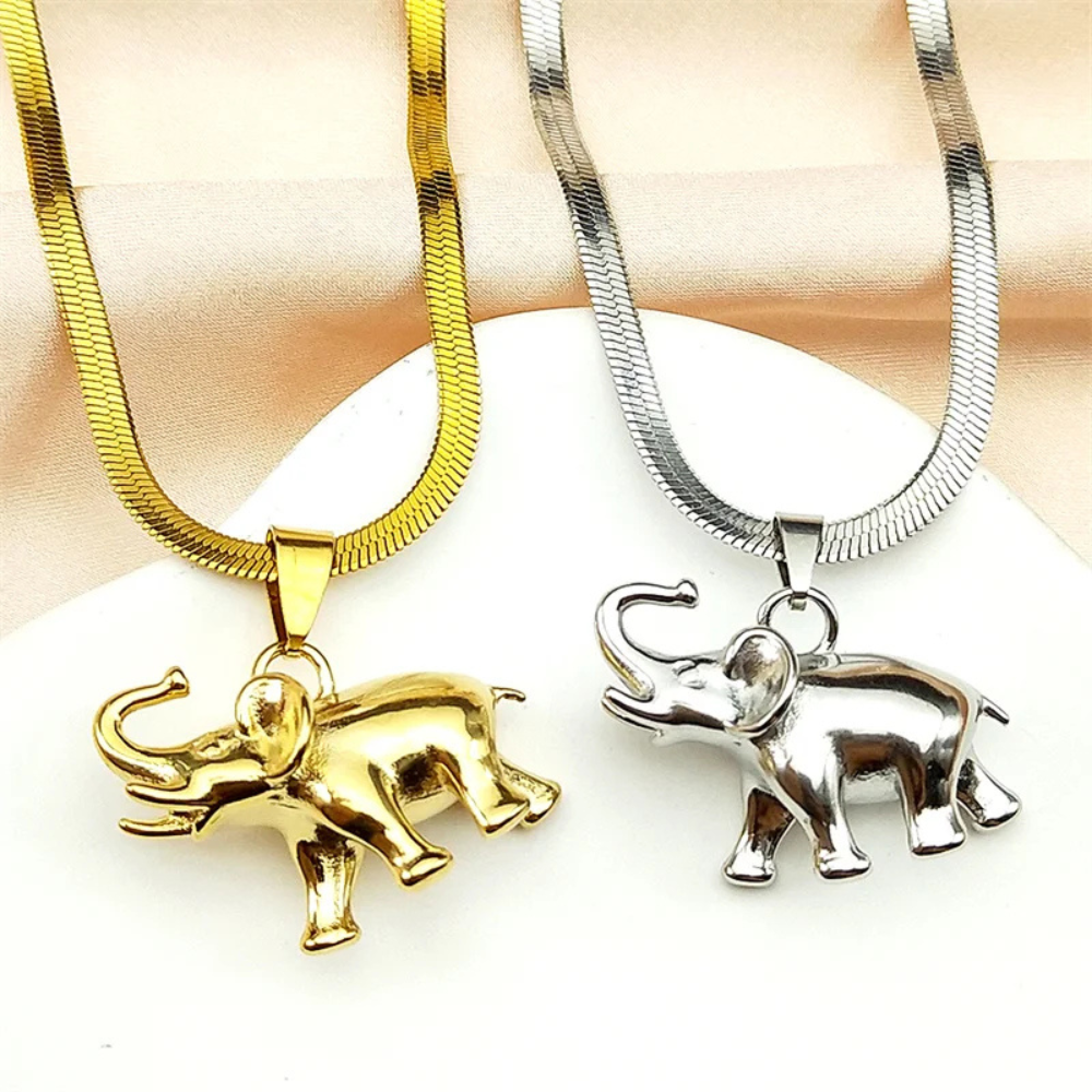 Pendentif Éléphant Asiatique acier