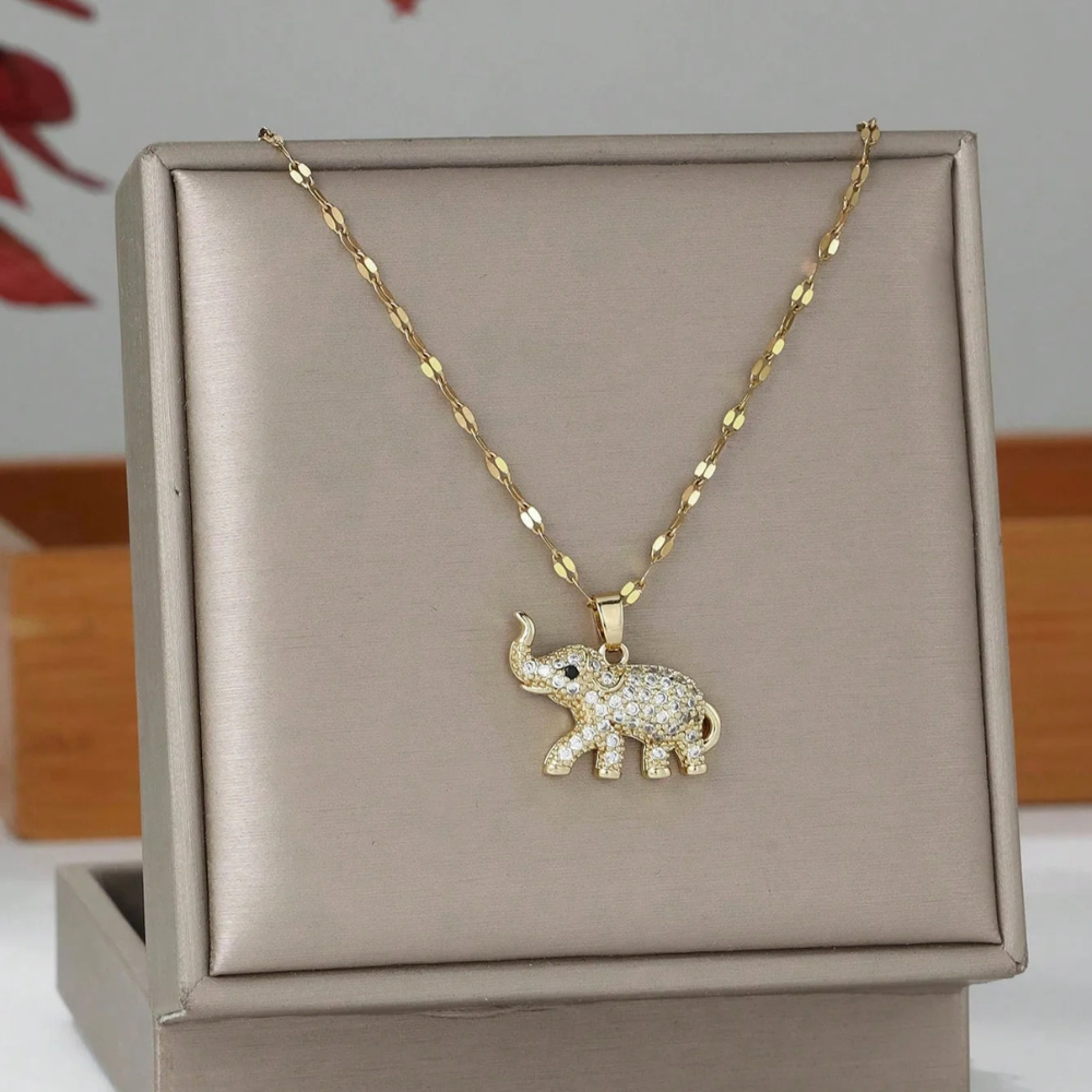 Collier Éléphant Brillant or