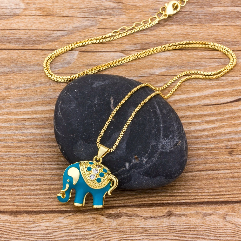 Collier Éléphant Bleu femme