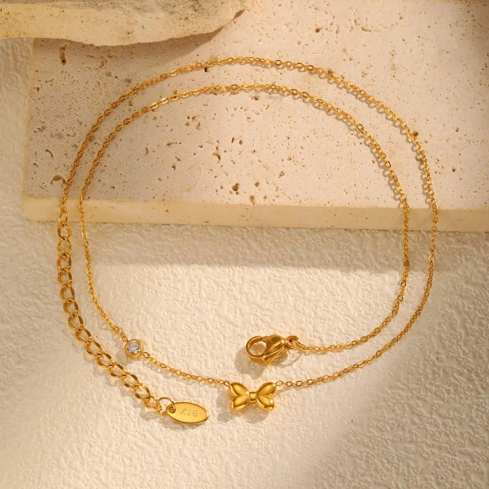 Collier Petit Noeud Or doré