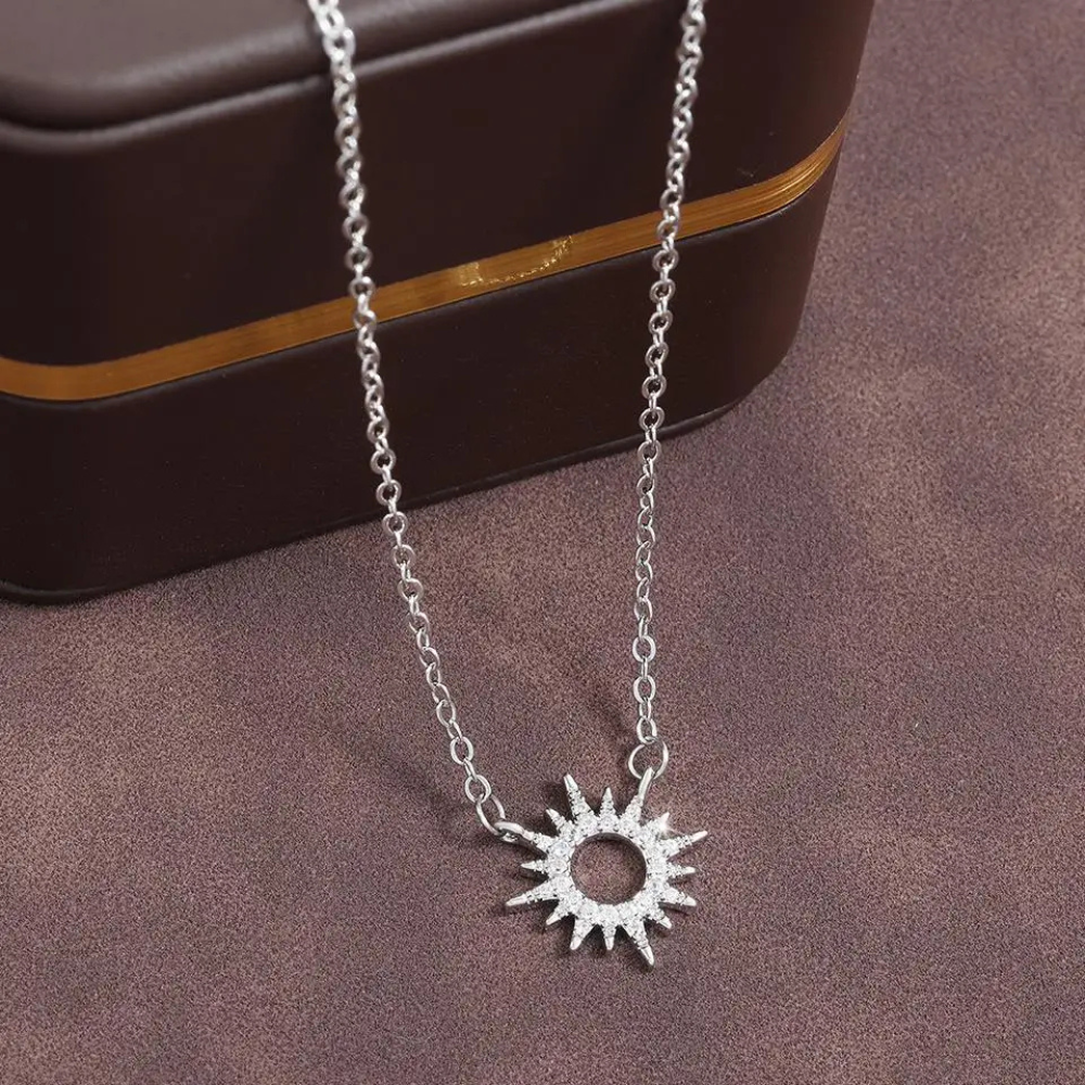 Collier Soleil Argent Brillant femme