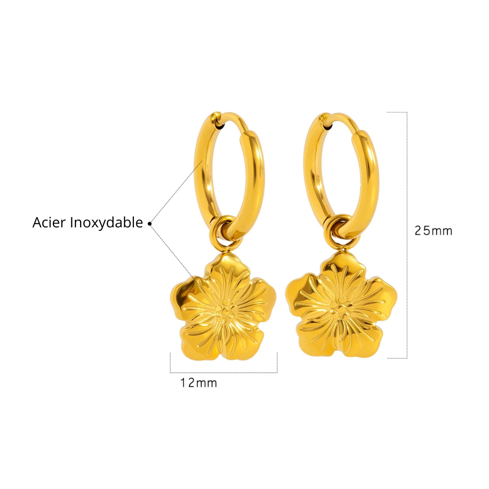 Boucles d'Oreilles Fleur Pendantes taille