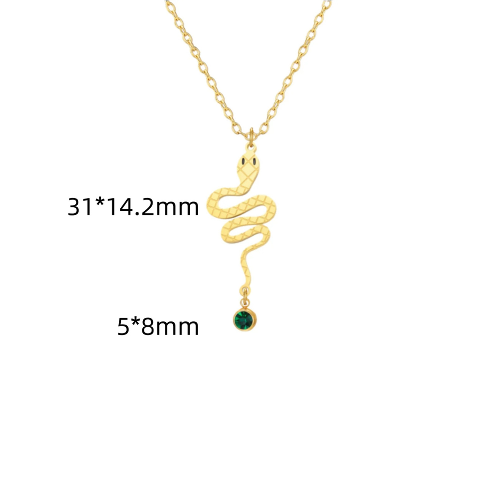 Collier Serpent Perle Verte doré