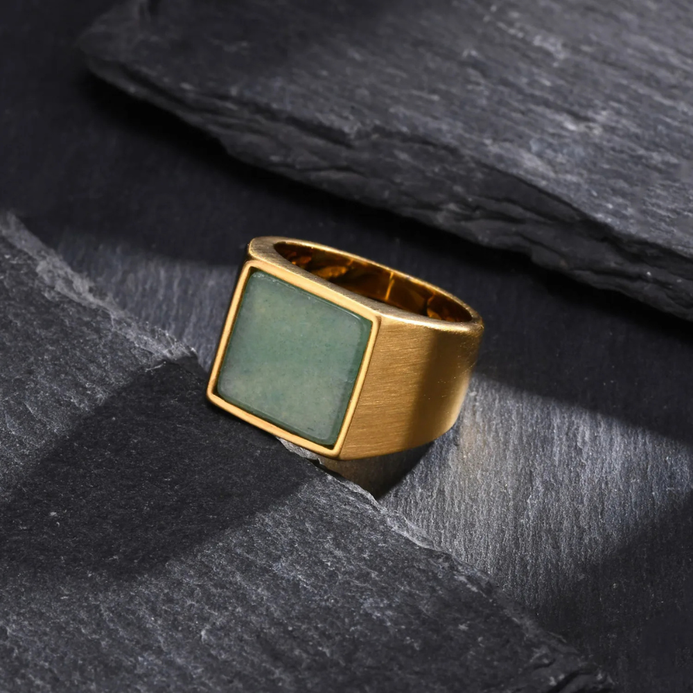 bague Homme Carré Vert