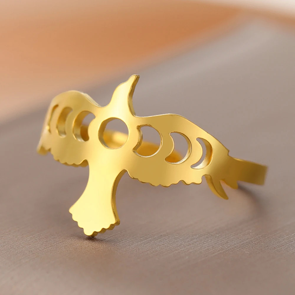 Bague Aigle Lune doré