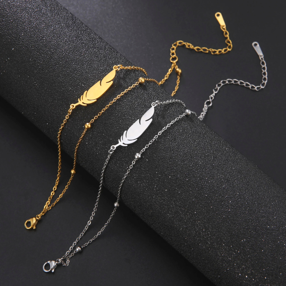 Bracelet Plume Femme fermoir
