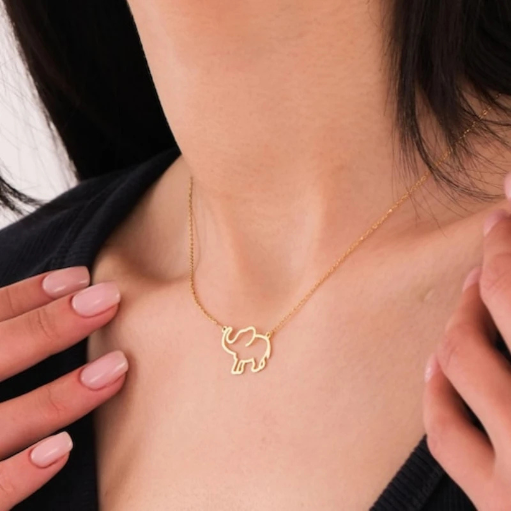 Collier Éléphant Doré acier