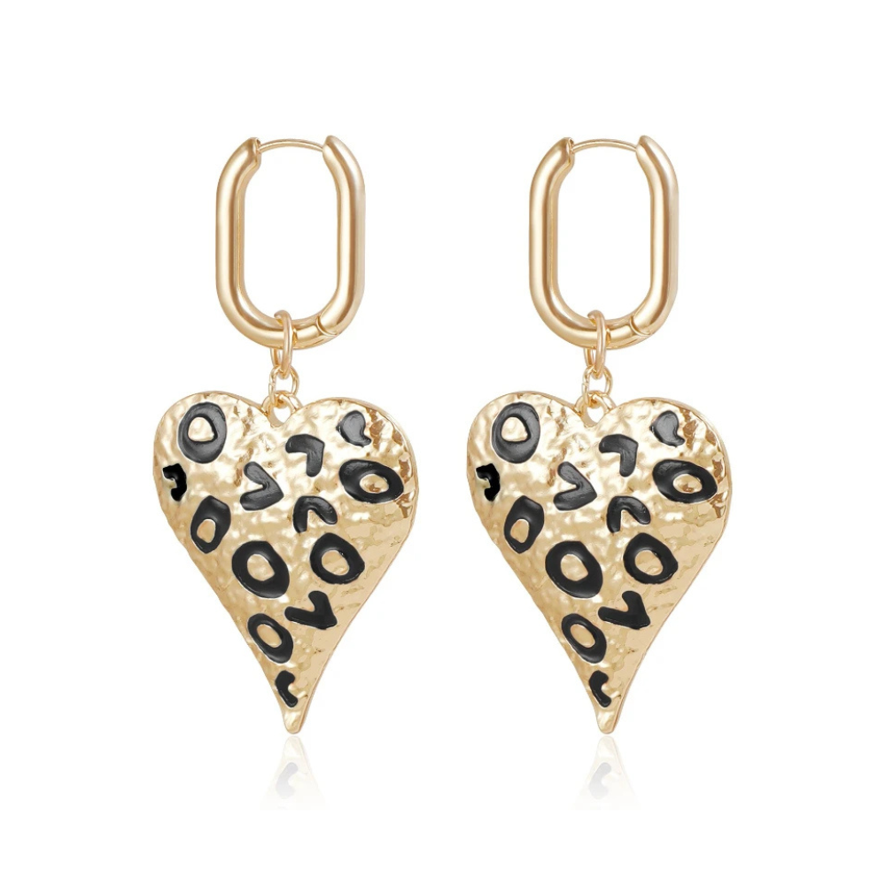 Boucles d'Oreilles Coeur Léopard