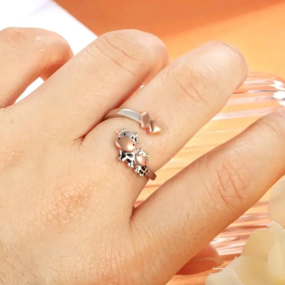Bague Vache Cœur argent