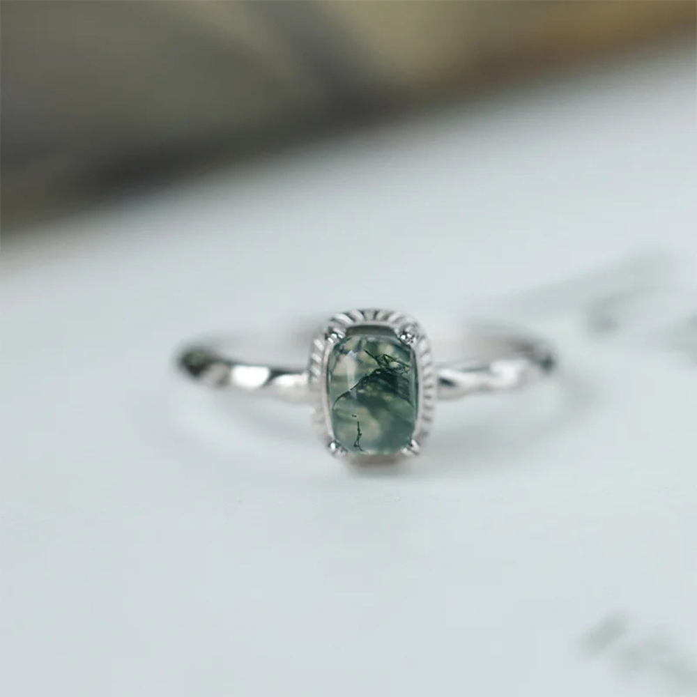 Bague Argent Femme Verte