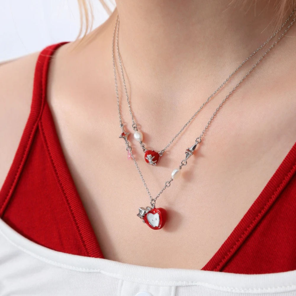 Collier Pomme femme rouge