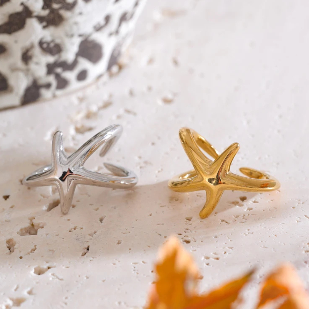 Bague Étoile de Mer Réglable acier