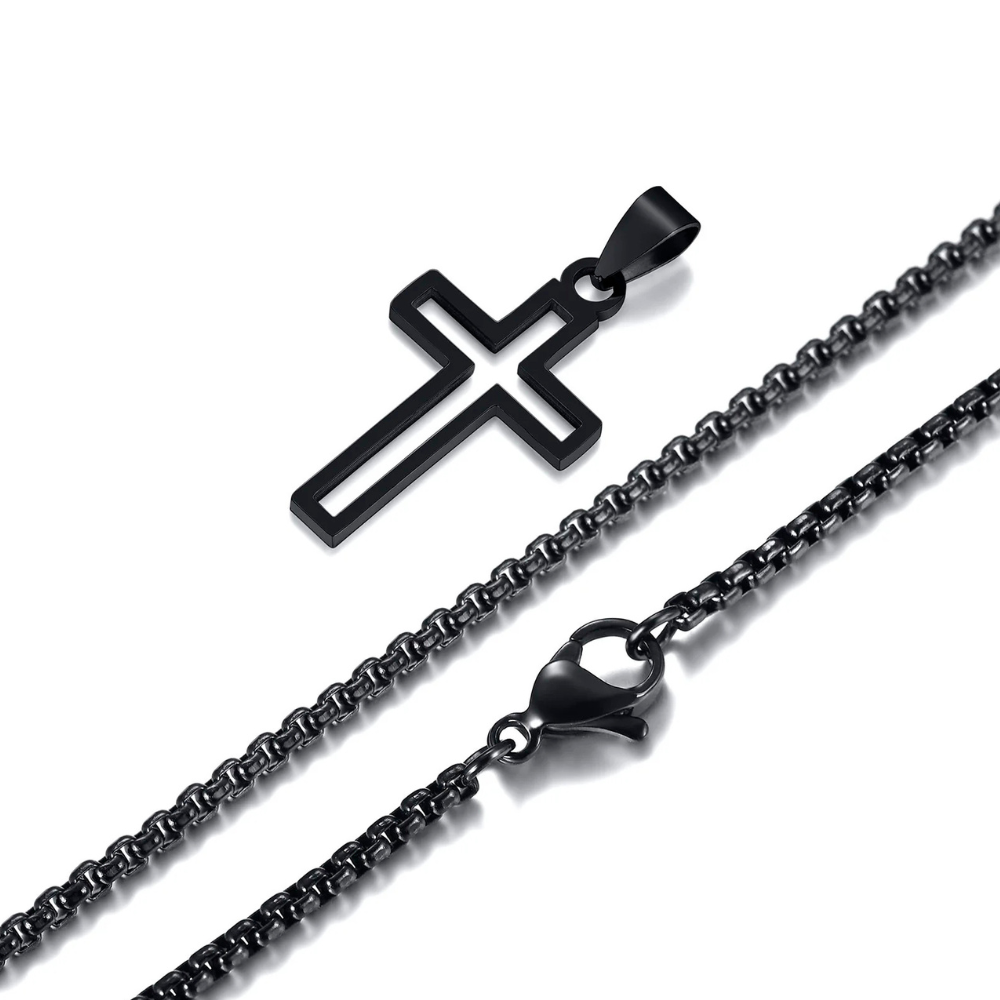 Collier Croix pendentif noire