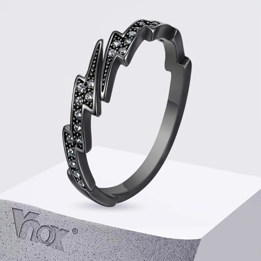 Bague Éclair Noir strass
