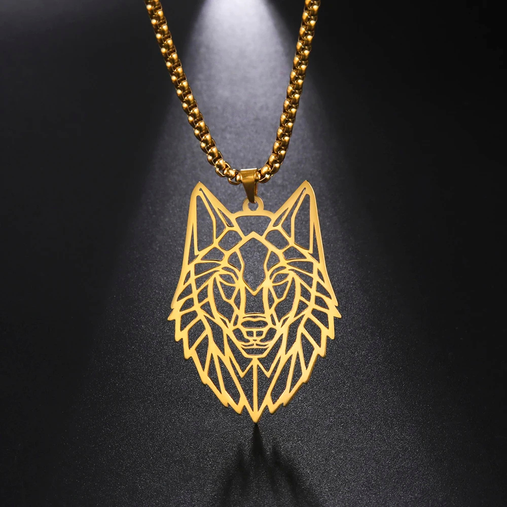 Collier Loup geometrique or