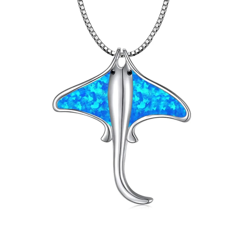 Collier Raie Manta Bleue