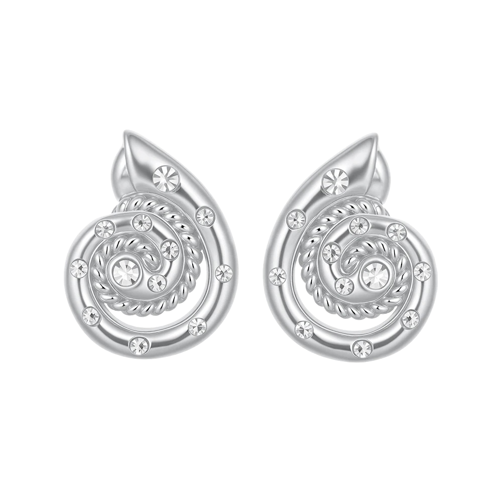 Boucles d'Oreilles Coquillage Strass argent