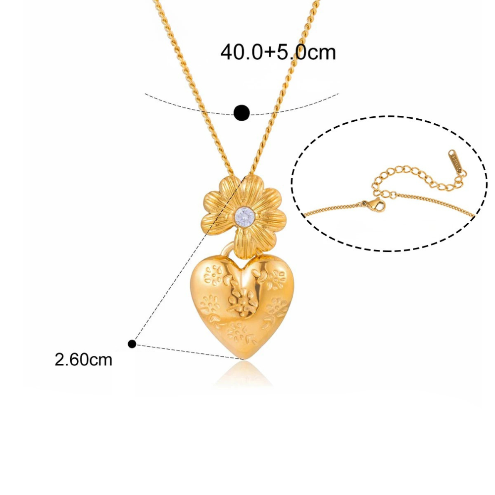 Collier Fleur et Coeur femme