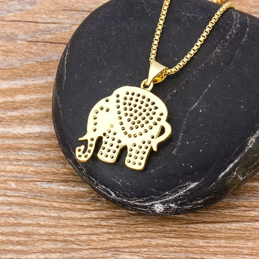 Collier Éléphant Zircon doré