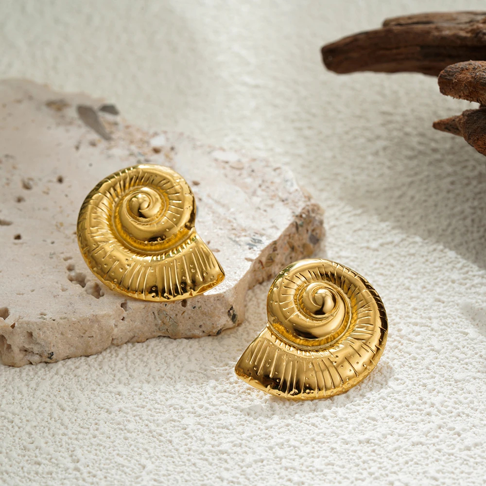 Boucles d'Oreilles Coquillage Or acier
