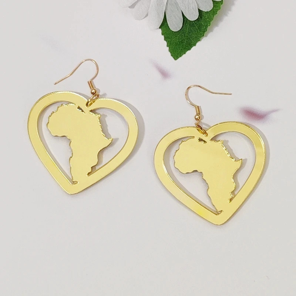 Boucles d'Oreilles Afrique Cœur or