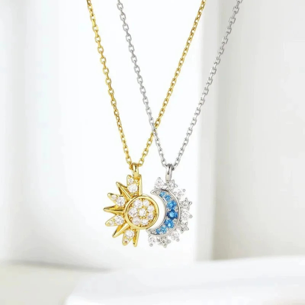 Collier Céleste Soleil et Lune diamant
