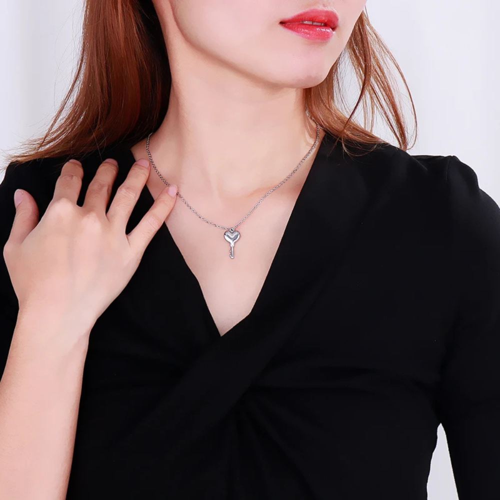 Pendentif Clé Cœur argent