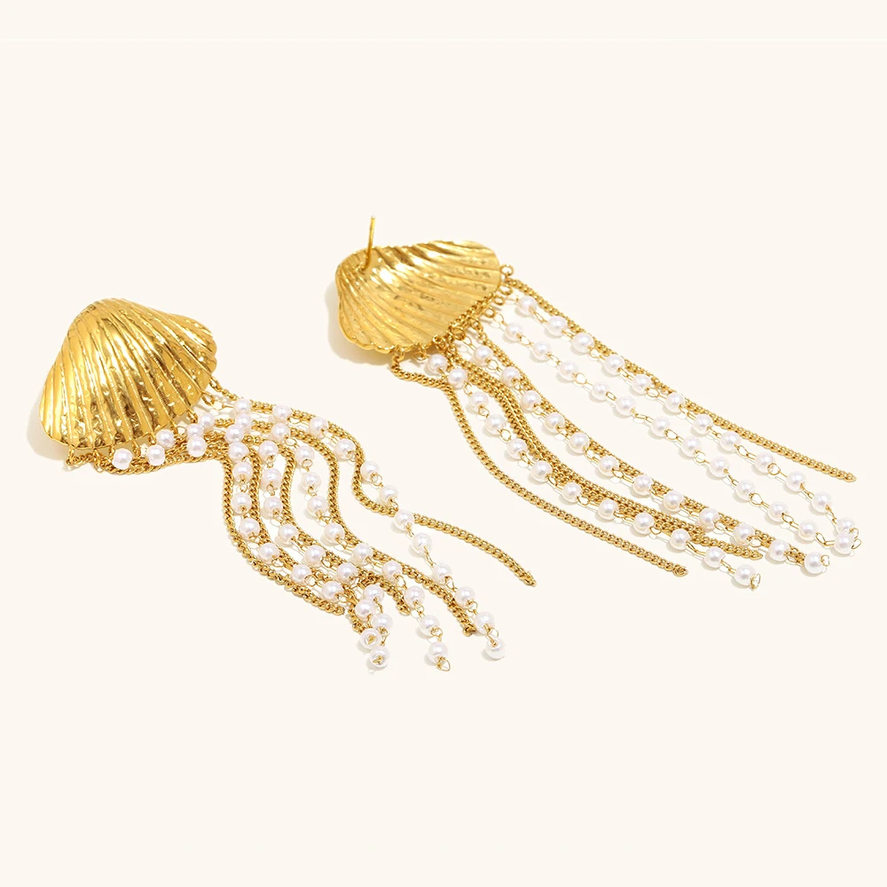 Boucles d'Oreilles Coquillage Tombantes femme
