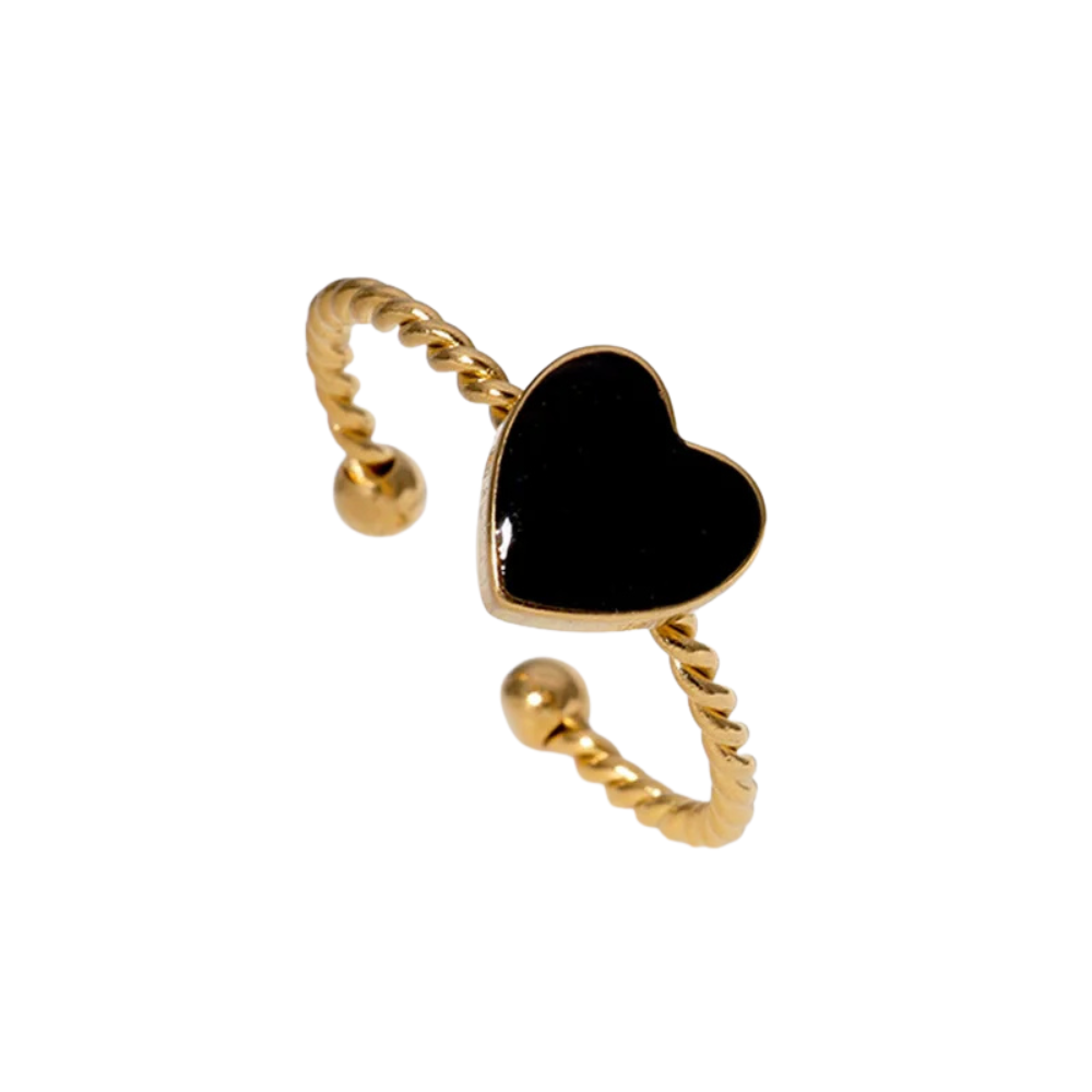 Bague Coeur Torsadé noir