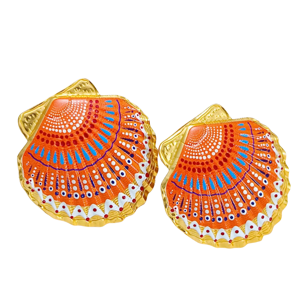 Boucles d'Oreilles Coquillage Oranges
