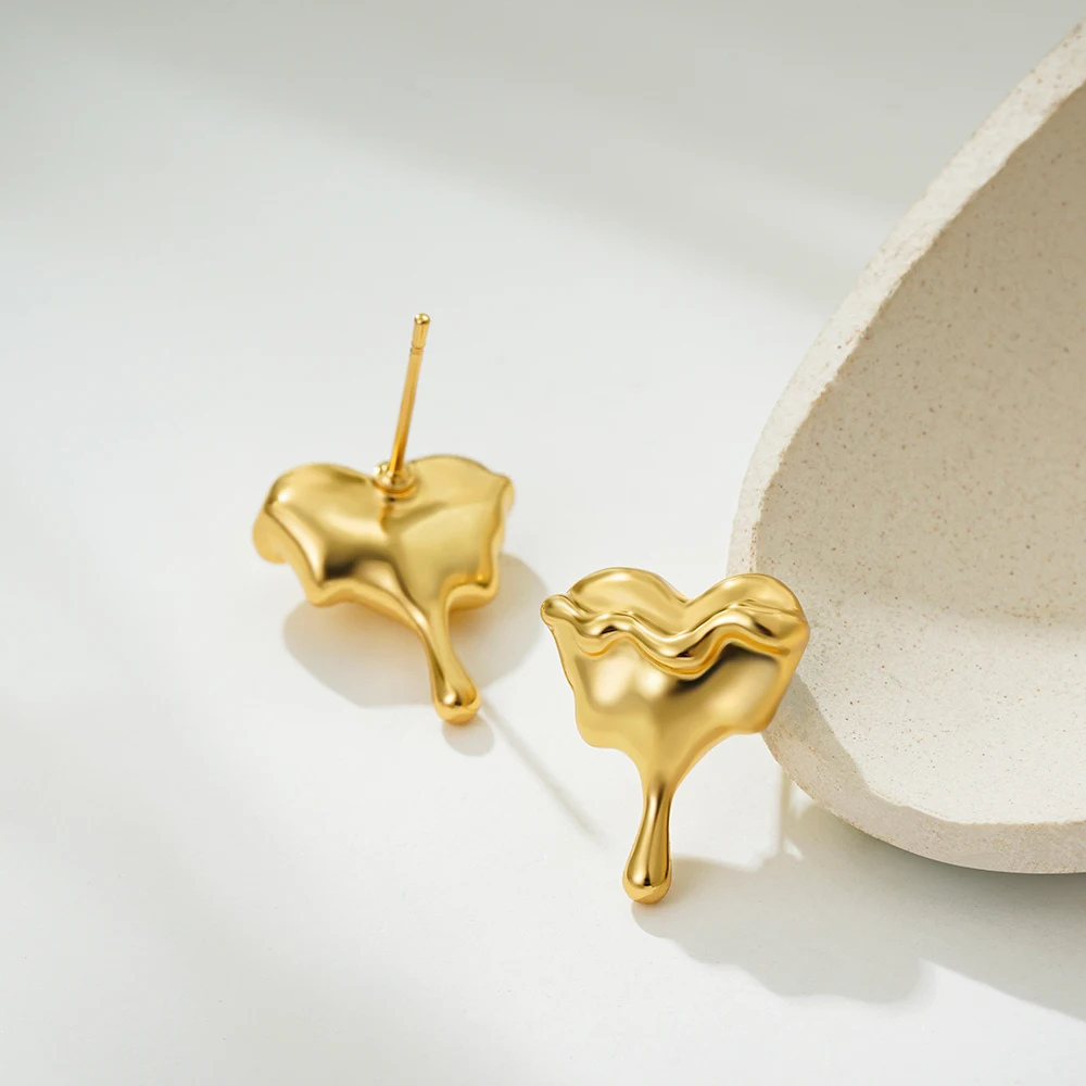 Boucles d'Oreilles Coeur qui degouline acier