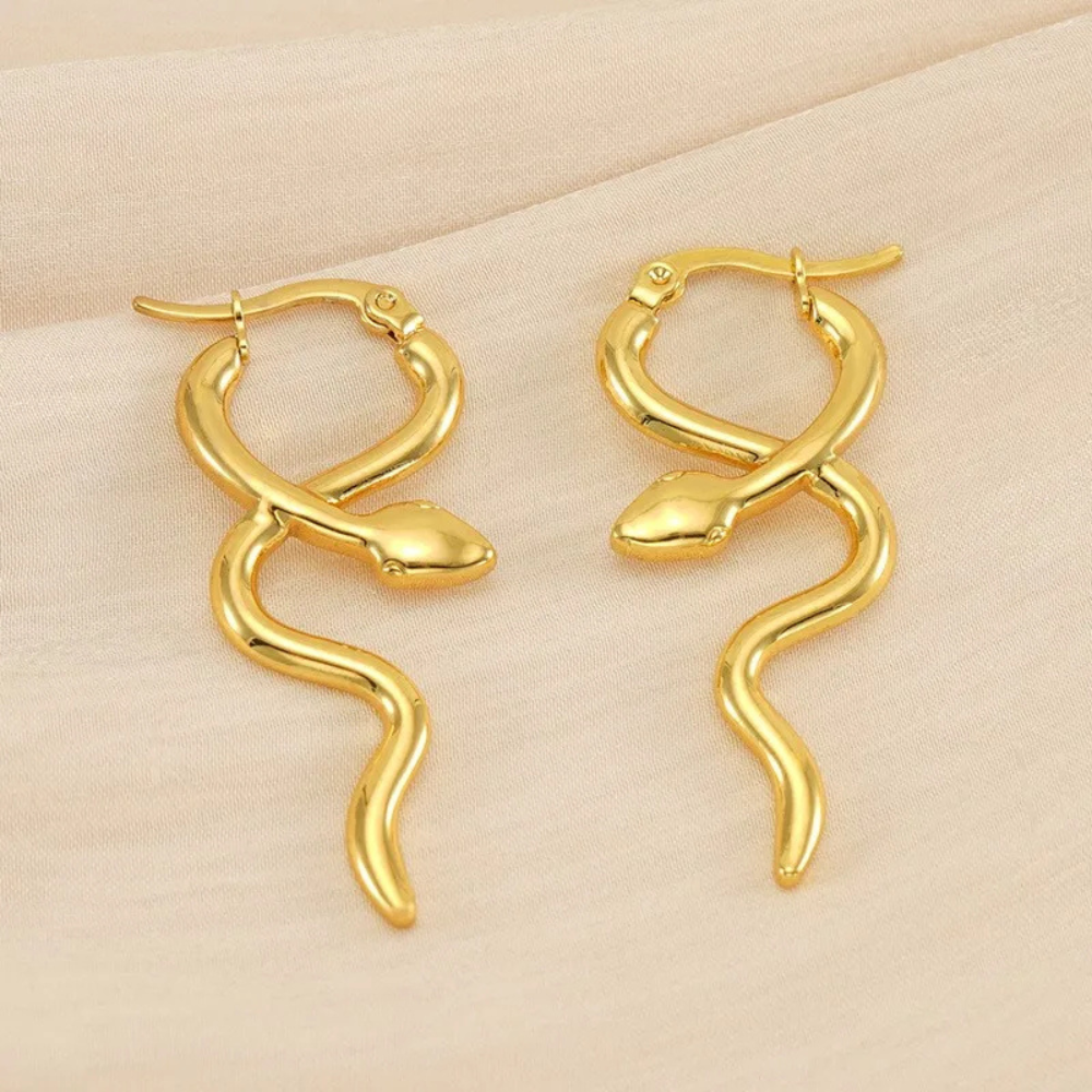 Boucles d'Oreilles forme serpent doré
