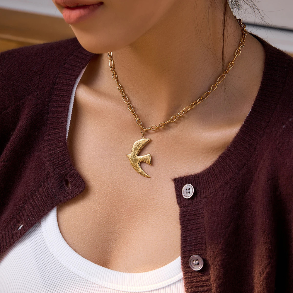 Collier Oiseau Design acier inox