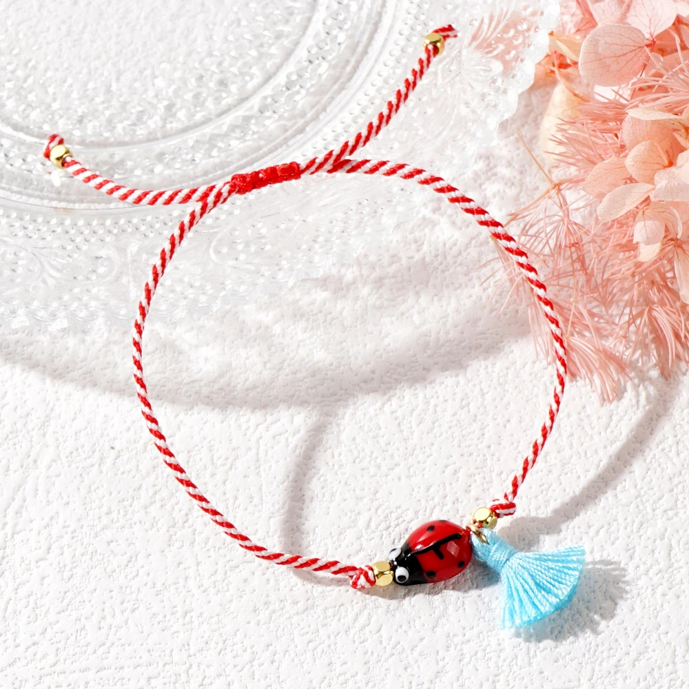 Bracelet Coccinelle Corde rouge