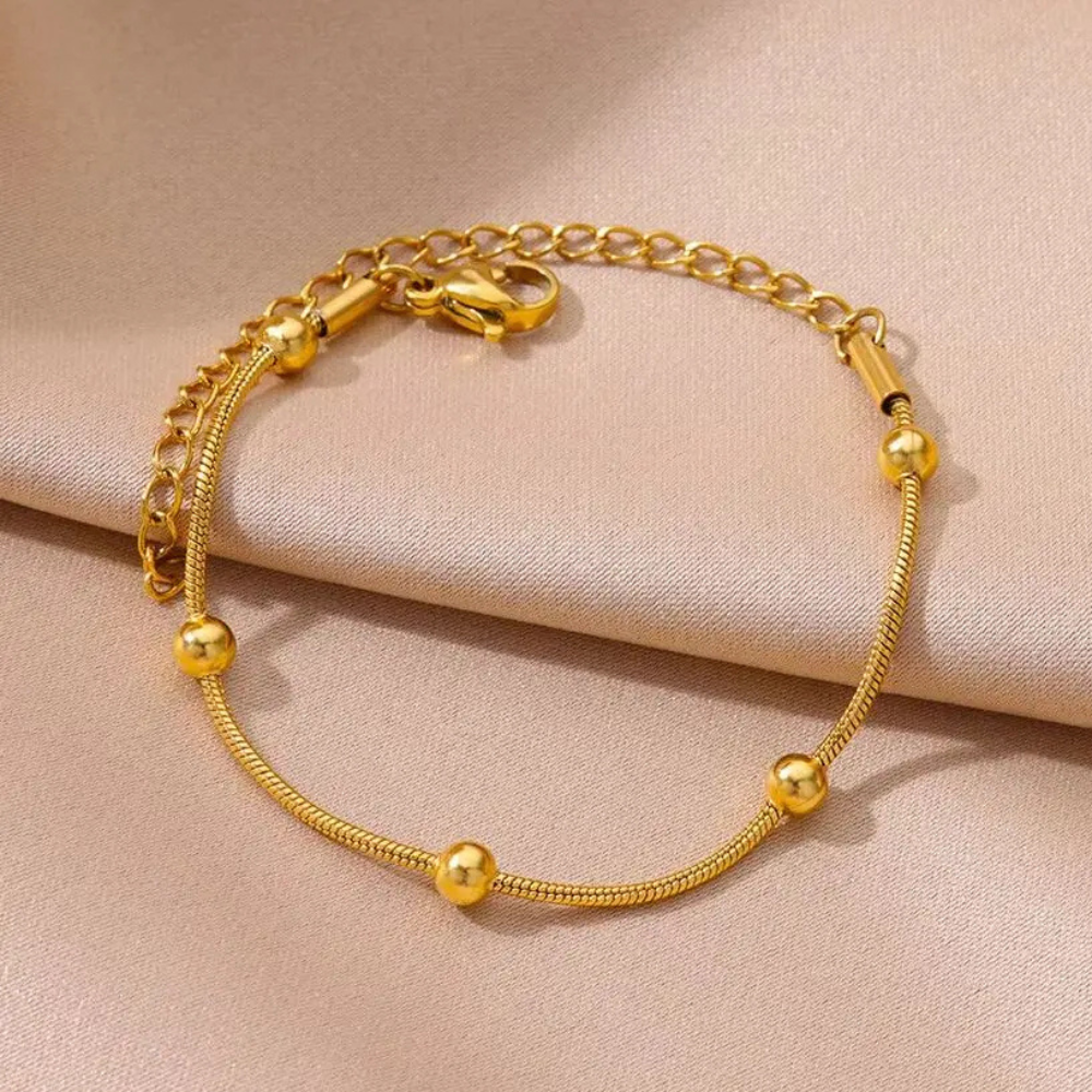 Bracelet Or avec Boules Dorées or