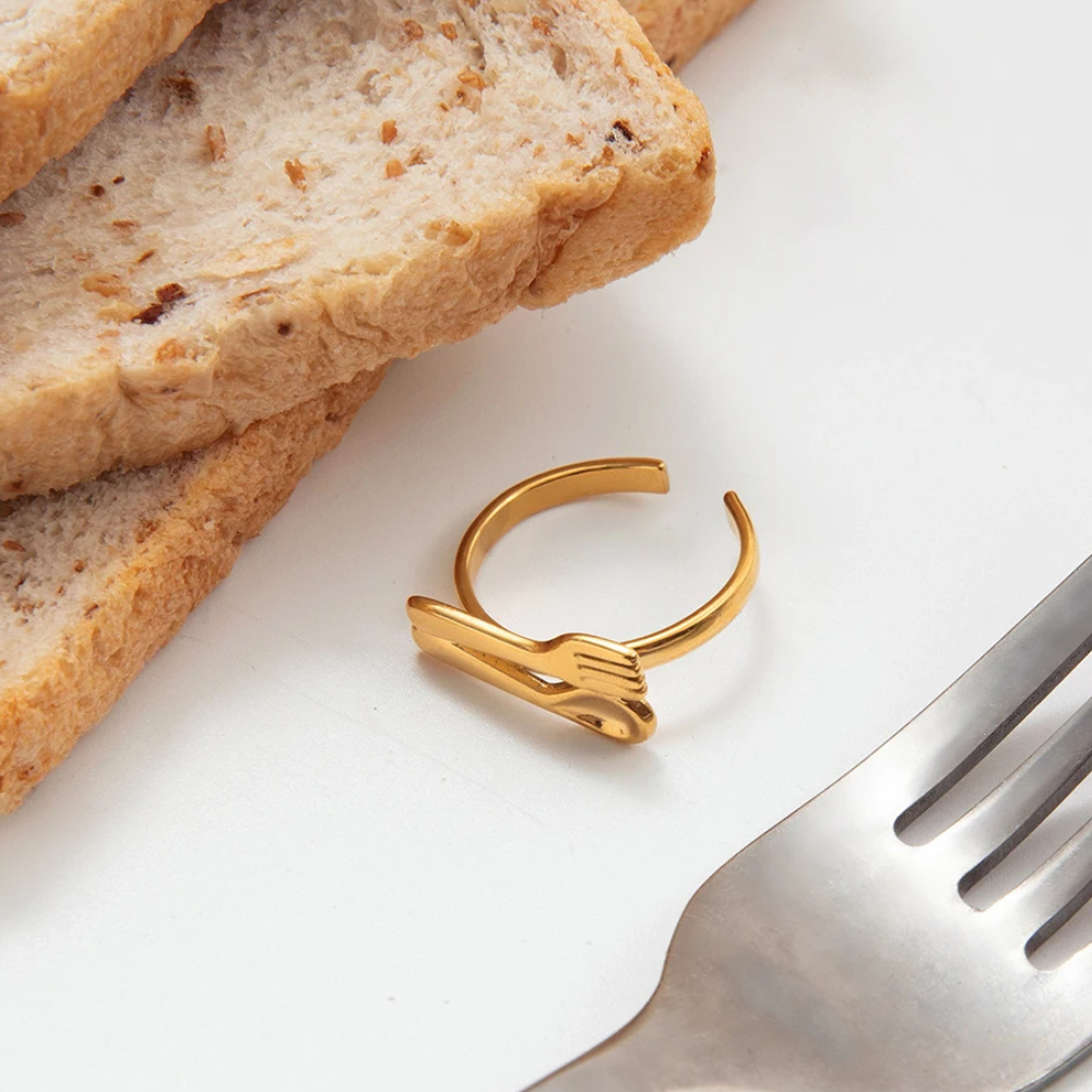 Bague Fourchette et Cuillère doré