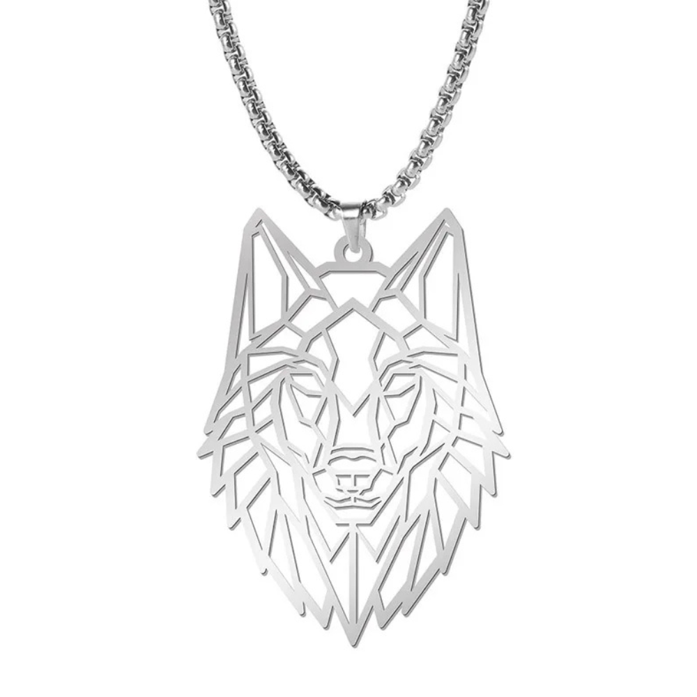 Collier Loup Origami argent