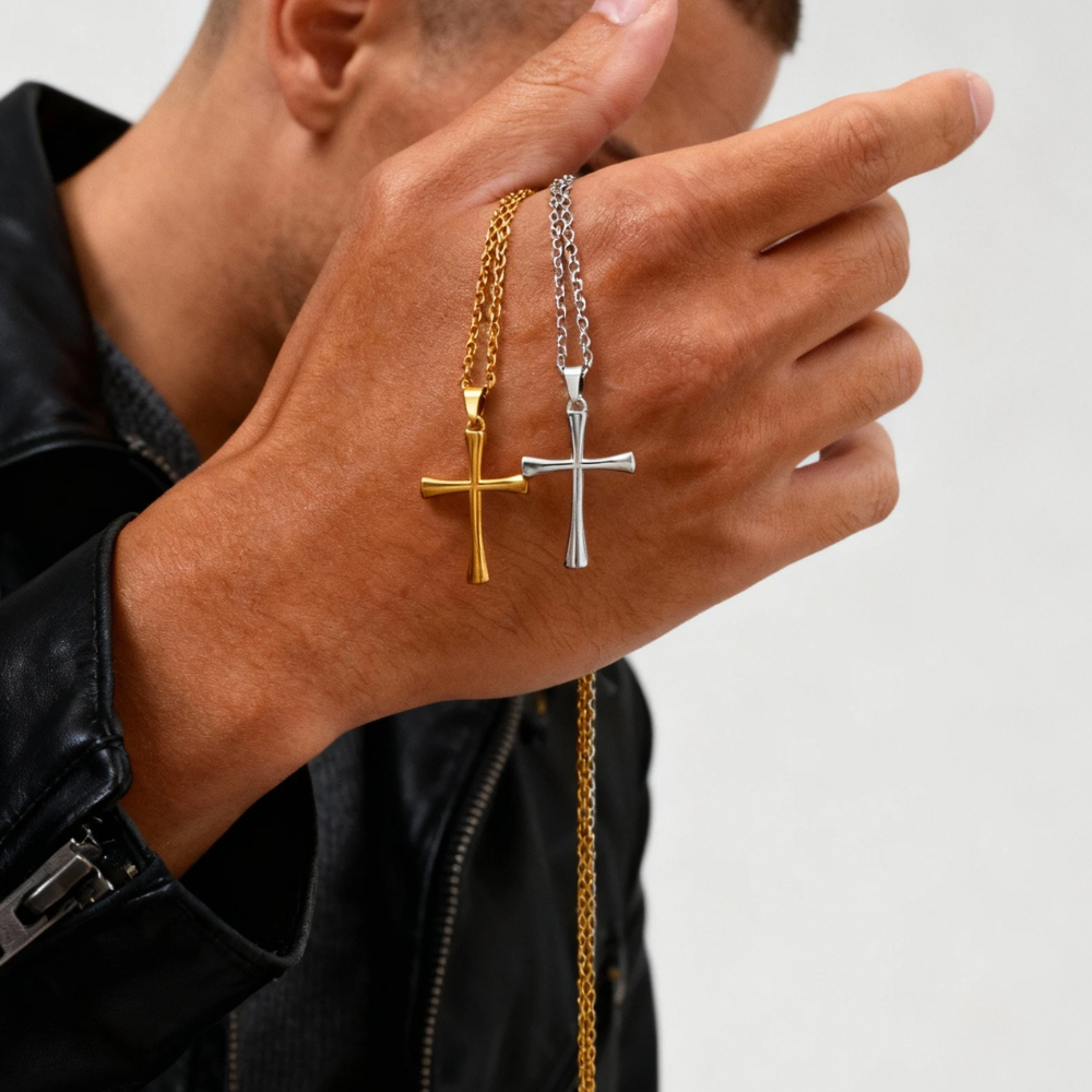 Collier Croix Minimaliste Homme acier