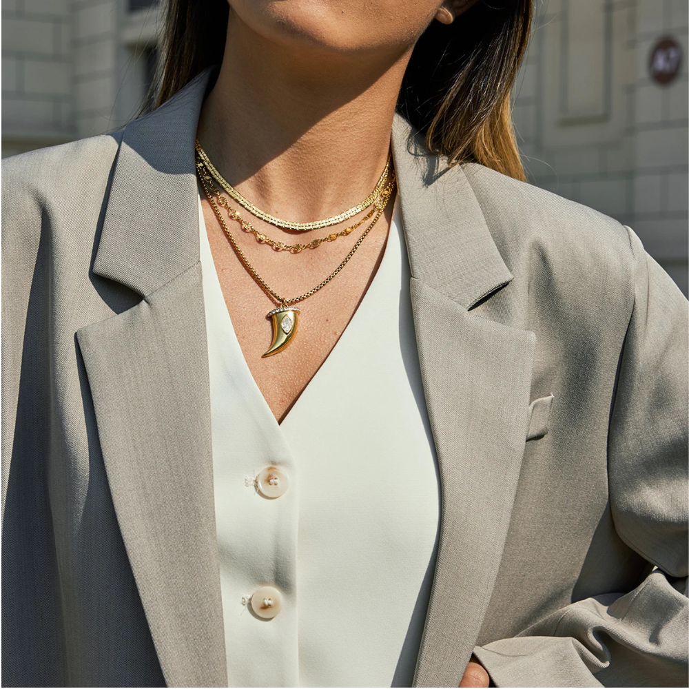 Collier Corne Doré Femme or
