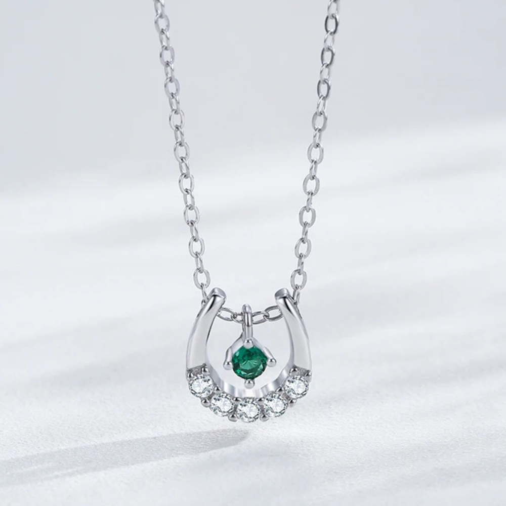 Collier Fer à Cheval Diamant vert