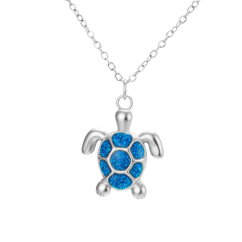 Collier Tortue Bleue argent