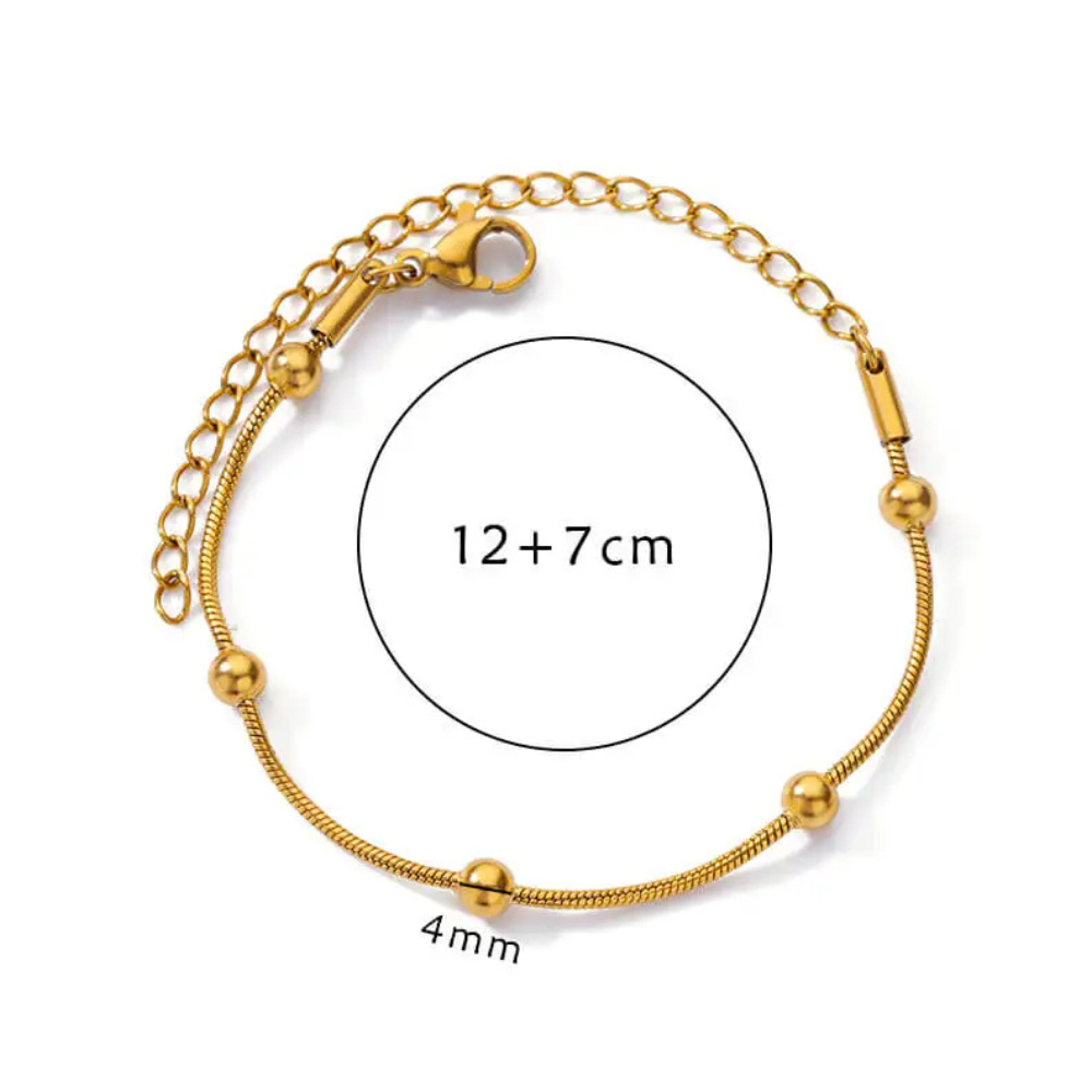 Bracelet Or avec Boules Dorées acier inox